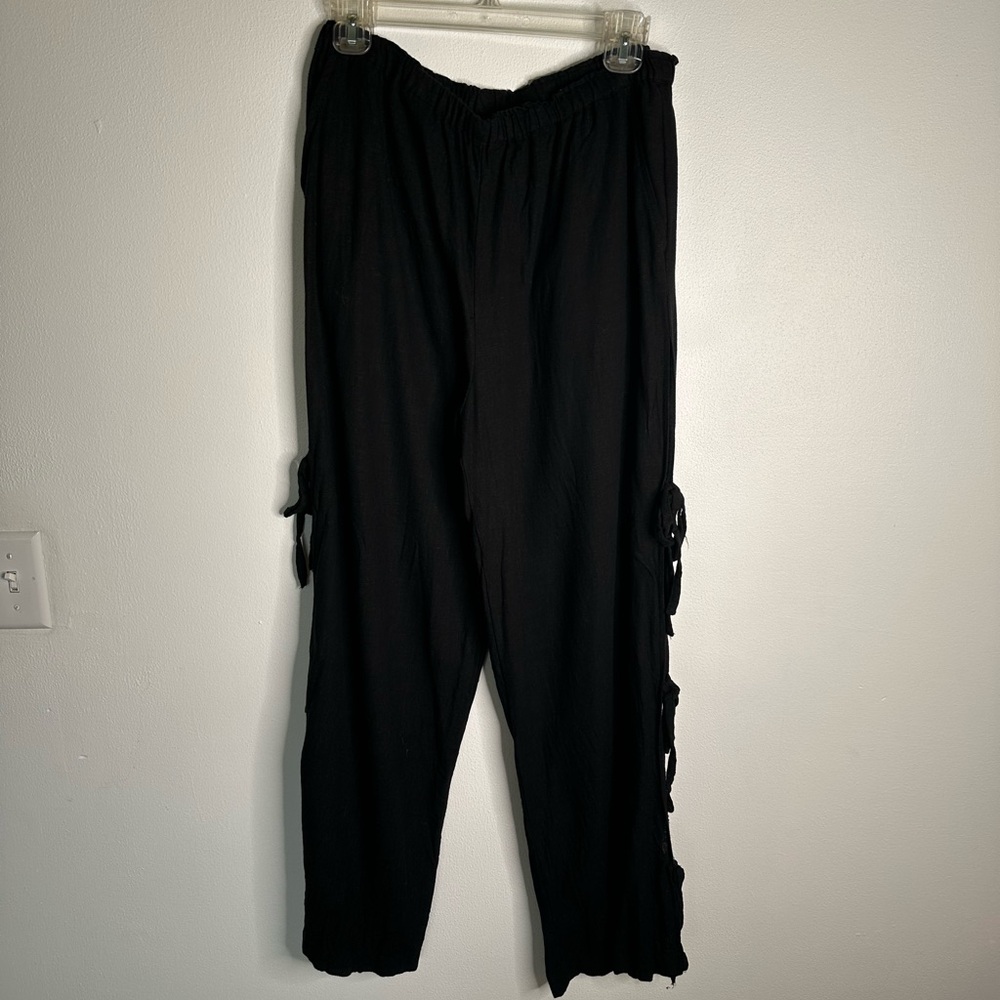 ASOS Black Pants with ties down the legs sz medium